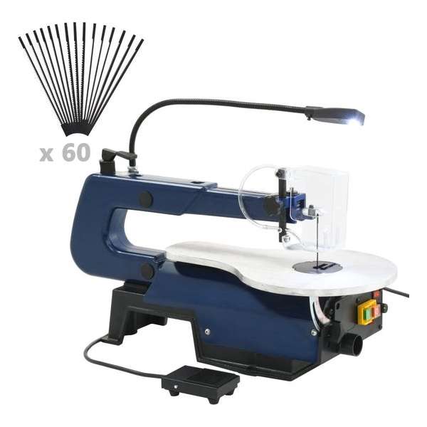 Figuurzaagmachine elektrisch met voetpedaal en LED-lampje 125 W Figuurzaagmachine elektrisch met voetpedaal en LED-lampje 125 W