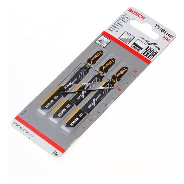 Bosch Decoupeerzaagblad speciaal voor Inox T 118 EHM blister van 3 zaagjes (Prijs per 2 stuks) Bosch Decoupeerzaagblad speciaal voor Inox T 118 EHM blister van 3 zaagjes (Prijs per 2 stuks)