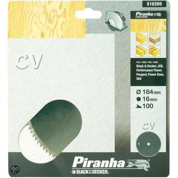 Piranha Cirkelzaagblad Chroom Vanadium, 184 x 16mm 100 tanden X10205 Piranha Cirkelzaagblad Chroom Vanadium, 184 x 16mm 100 tanden X10205