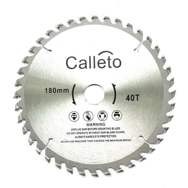 Calleto zaagblad - Zaagblad hout - 180 x 22,23mm - Cirkelzagen - 40 tanden - hardmetalen - Incl. reductiering 19,8mm Calleto zaagblad - Zaagblad hout - 180 x 22,23mm - Cirkelzagen - 40 tanden - hardmetalen - Incl. reductiering 19,8mm