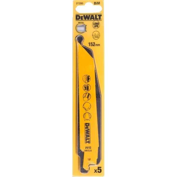 DeWalt DT2385 Reciprozaagblad - 152 x 1,1mm - Metaal (5st) DeWalt DT2385 Reciprozaagblad - 152 x 1,1mm - Metaal (5st)