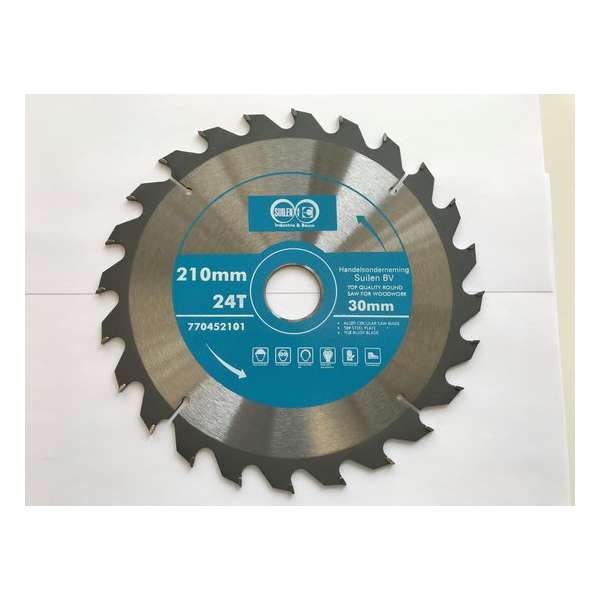 Suilen Zaagblad voor hout 210mm 24 Tanden Asgat 30mm Suilen Zaagblad voor hout 210mm 24 Tanden Asgat 30mm