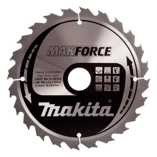 Makita B-08355 Makforce Cirkelzaagblad - 190 x 30 x 24T - Hout Makita B-08355 Makforce Cirkelzaagblad - 190 x 30 x 24T - Hout
