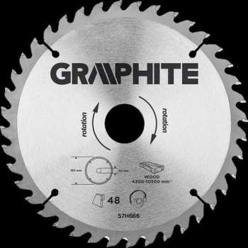"Graphite 57H670 Cirkelzaagblad 190mm, Asgat 30mm, Tanden 40, Dikte 3,2, Vulringen 16/20/25, TCT"
