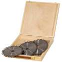 zaagbladen in kist hout 160mm met asgat 20mm