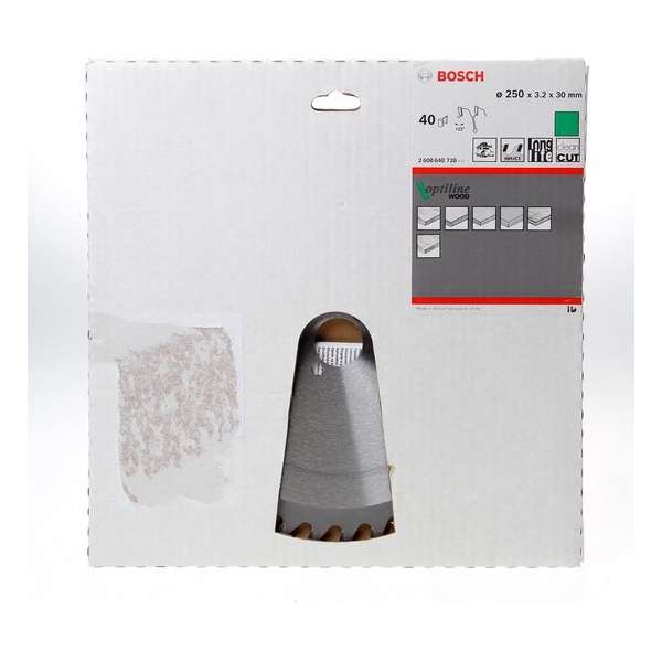 Bosch - Cirkelzaagblad Optiline Wood 250 x 30 x 3,2 mm, 40 Bosch - Cirkelzaagblad Optiline Wood 250 x 30 x 3,2 mm, 40