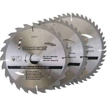 TCT cirkelzaagblad, 24, 40, 48 tanden, 3 pk.