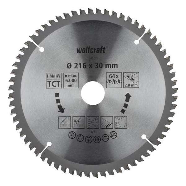Wolfcraft HM-zaagblad 216 x 30 x 2,8 mm Wolfcraft HM-zaagblad 216 x 30 x 2,8 mm