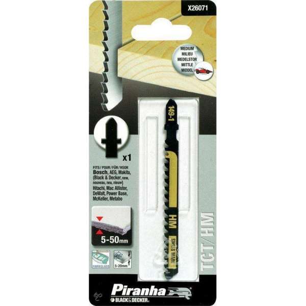 Piranha Decoupeerzaagblad Fiberglas, recht, HM tanden, 20 T-Aansluiting X26071 Piranha Decoupeerzaagblad Fiberglas, recht, HM tanden, 20 T-Aansluiting X26071