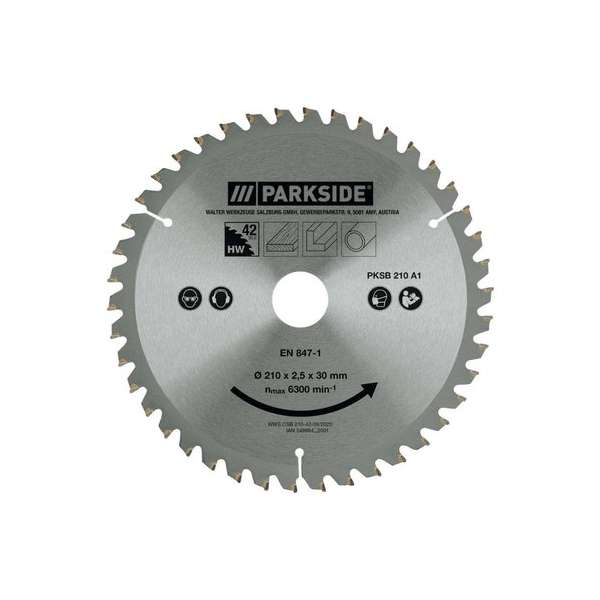 PARKSIDE® Zaagbladen 42 tanden - 210mm - Geschikt voor gangbare cirkelzaagmachines met een geschikte diameter en boring PARKSIDE® Zaagbladen 42 tanden - 210mm - Geschikt voor gangbare cirkelzaagmachines met een geschikte diameter en boring