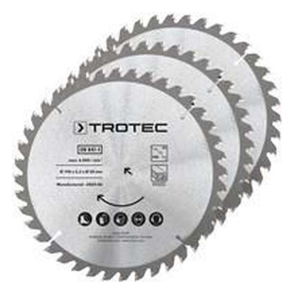 TROTEC Cirkelzaagbladenset voor hout Ø 190 mm (40 tanden), 3-delig TROTEC Cirkelzaagbladenset voor hout Ø 190 mm (40 tanden), 3-delig