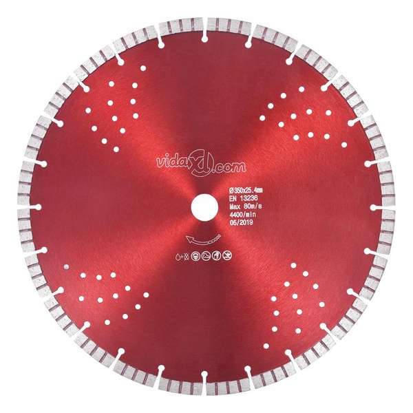 vidaXL Diamantzaagblad met turbo en gaten 350 mm staal VDXL_143236 vidaXL Diamantzaagblad met turbo en gaten 350 mm staal VDXL_143236