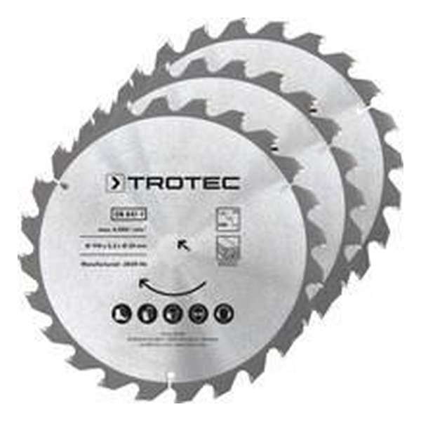 TROTEC Cirkelzaagbladenset voor hout Ø 190 mm (24 tanden), 3-delig TROTEC Cirkelzaagbladenset voor hout Ø 190 mm (24 tanden), 3-delig