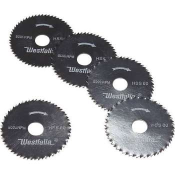 Westfalia Zaagblad set 5 stuks HSS / 60 Z mini cirkelzaagmachines