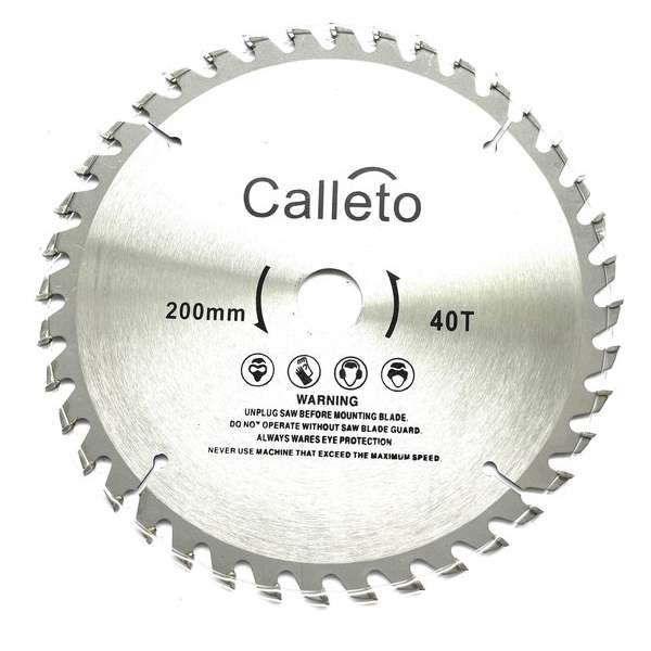 Calleto zaagblad - Zaagblad hout - 200 x 22,23mm - Cirkelzagen - 40 tanden - hardmetalen - Incl. reductiering 19,8mm Calleto zaagblad - Zaagblad hout - 200 x 22,23mm - Cirkelzagen - 40 tanden - hardmetalen - Incl. reductiering 19,8mm