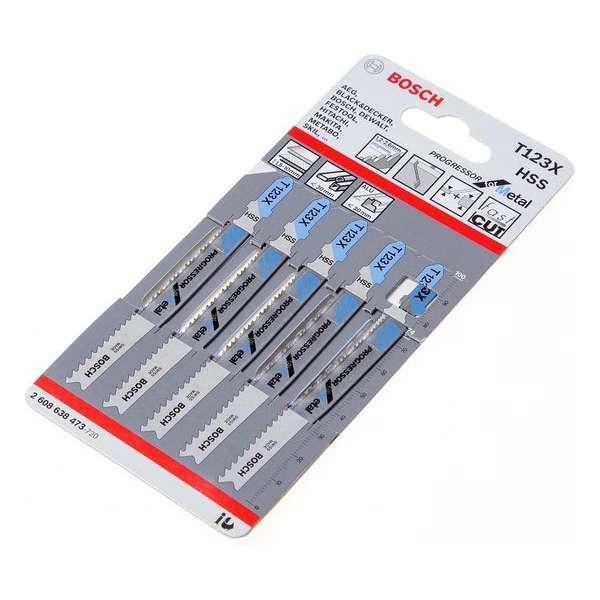 Bosch Decoupeerzaagblad metaal T 123 X blister van 5 bladen Bosch Decoupeerzaagblad metaal T 123 X blister van 5 bladen