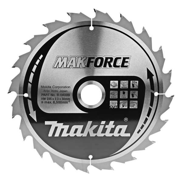 Makita B-08399 Zaagb hout 235x30x2,3 20T 20g Makita B-08399 Zaagb hout 235x30x2,3 20T 20g