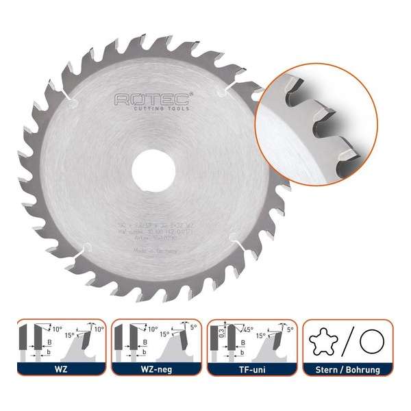 Rotec HM Zaagblad voor handmachine Ø160x20 Z24 WZ Rotec HM Zaagblad voor handmachine Ø160x20 Z24 WZ