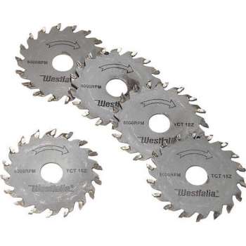 Westfalia Zaagblad set 5-delige, hard metaal, 18 tanden