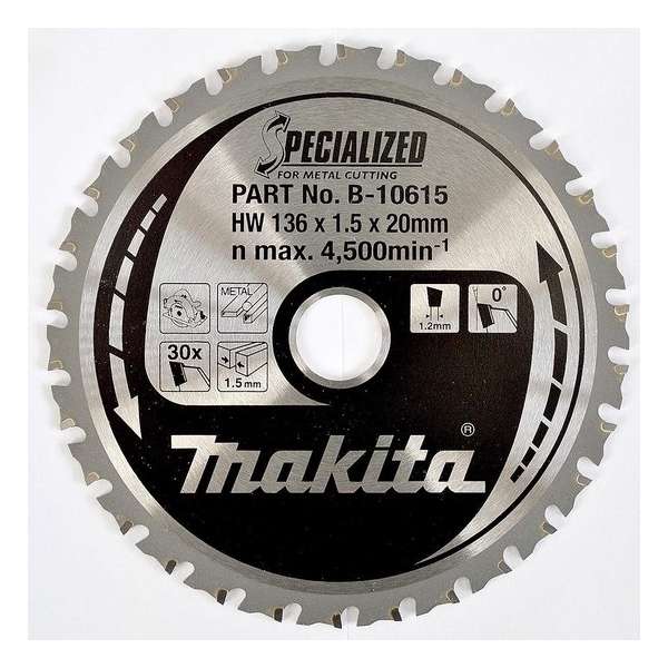 Makita B-10615 Zaagb staal 136x20x1,5 30T 0g Makita B-10615 Zaagb staal 136x20x1,5 30T 0g