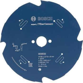 BOSCH 2608644122 Cirkelzaagblad Expert Fiber Cement vezelbeton 165x20 - 4 tanden
