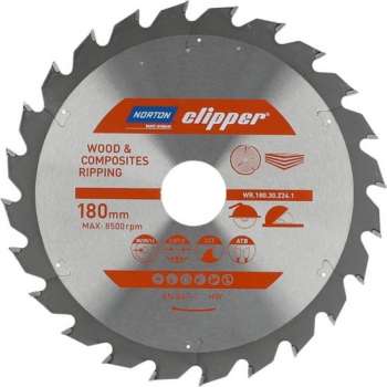 Norton Clipper Hout en Composiet - Zaagbladen ATB Ripping voor Cirkelzagen en Afkortzagen