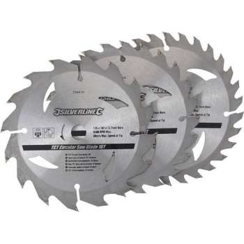 Silverline Tct Cirkelzaagblad, 16, 24, 30 Tanden, 3 Stuks (135 X 12,7 - 10 mm Ringen)