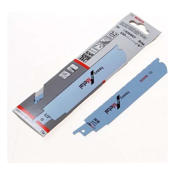 Bosch Reciprozaagblad heay metaal S 926 BEF 150mm blister van 5 zaagjes Bosch Reciprozaagblad heay metaal S 926 BEF 150mm blister van 5 zaagjes