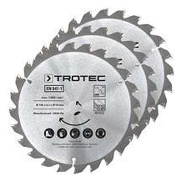TROTEC Cirkelzaagbladenset voor hout Ø 150 mm (24 tanden), 3-delig TROTEC Cirkelzaagbladenset voor hout Ø 150 mm (24 tanden), 3-delig