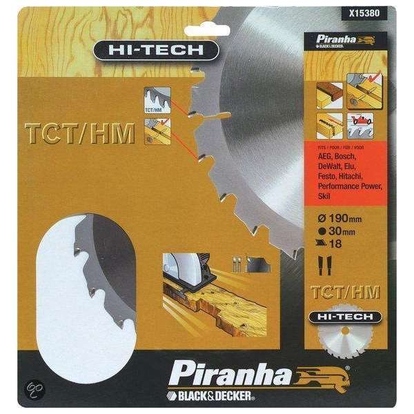 Piranha Cirkelzaagblad TCT/HM, 190x30mm 18 tanden X15380 Piranha Cirkelzaagblad TCT/HM, 190x30mm 18 tanden X15380