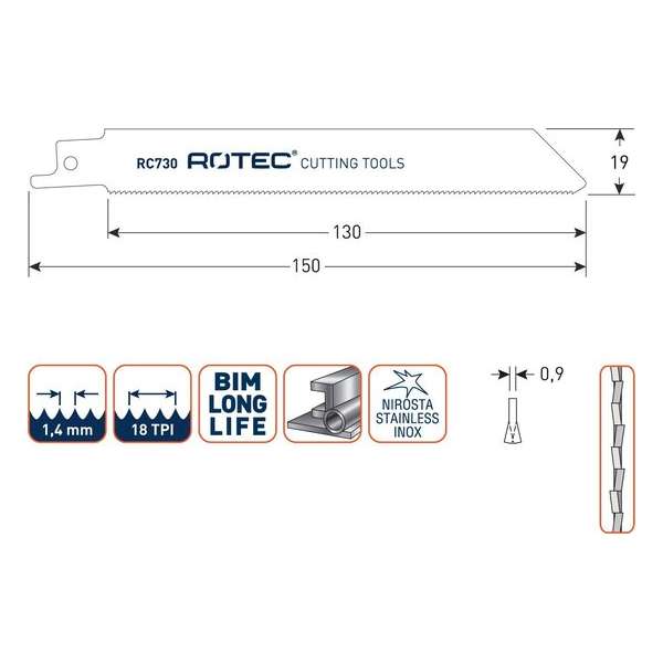 Reciprozaagblad RC730 / S922EF set 5 stuks Reciprozaagblad RC730 / S922EF set 5 stuks