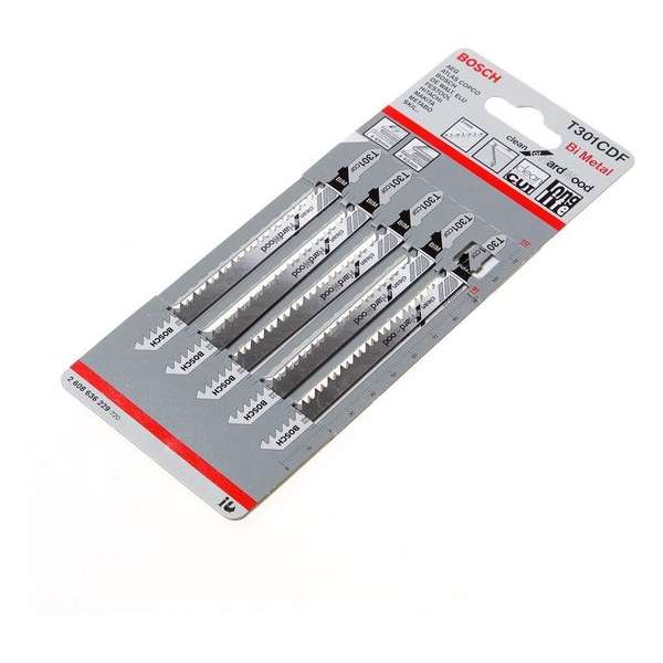 Bosch Decoupeerzaagblad hardhout T 301 CDF blister van 5 bladen Bosch Decoupeerzaagblad hardhout T 301 CDF blister van 5 bladen