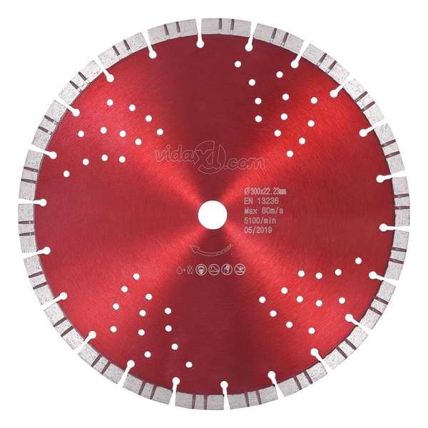 vidaXL Diamantzaagblad met turbo en gaten 300 mm staal VDXL_143232 vidaXL Diamantzaagblad met turbo en gaten 300 mm staal VDXL_143232