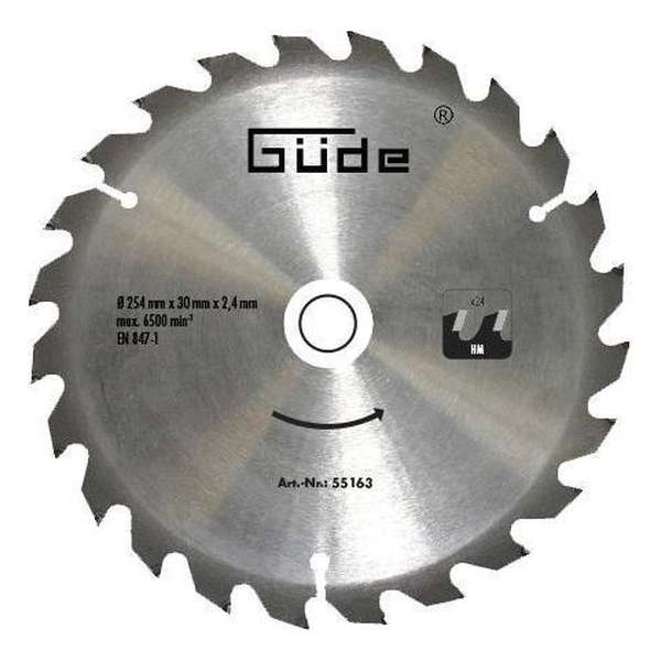 Güde Houtzaagblad HM 254x30 - 24 Tanden Güde Houtzaagblad HM 254x30 - 24 Tanden