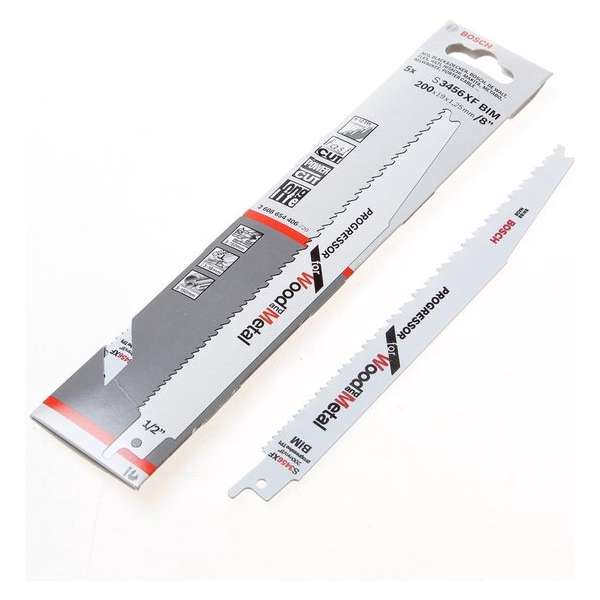 Bosch Reciprozaagblad metaal en hout lang S 3456 XF 200mm blister van 5 zaagjes Bosch Reciprozaagblad metaal en hout lang S 3456 XF 200mm blister van 5 zaagjes