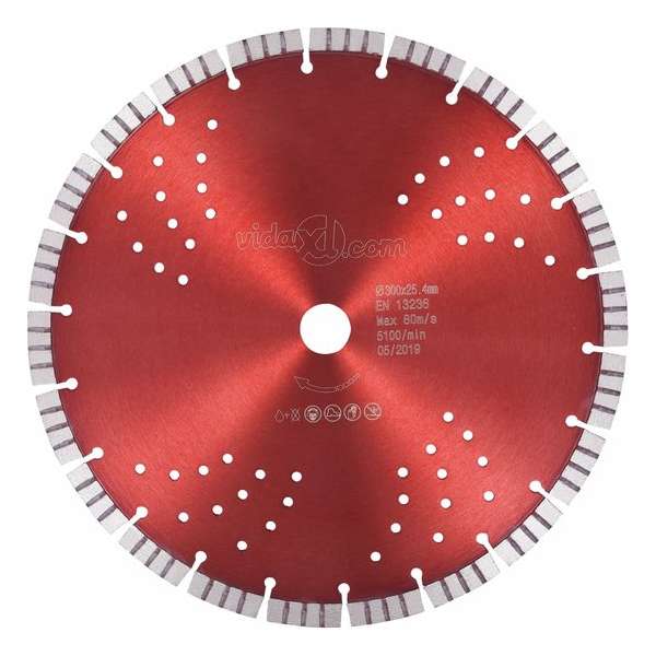 vidaXL Diamantzaagblad met turbo en gaten 300 mm staal VDXL_143233 vidaXL Diamantzaagblad met turbo en gaten 300 mm staal VDXL_143233