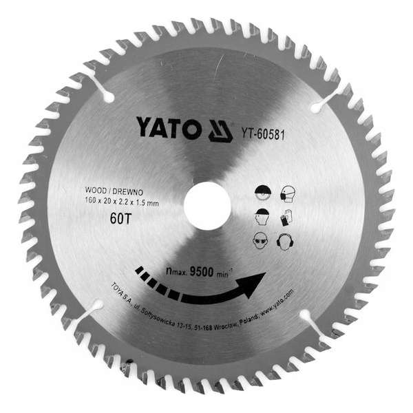 YATO Cirkelzaagblad - Ø 160mm x 20mm - 60T - Voor hout YATO Cirkelzaagblad - Ø 160mm x 20mm - 60T - Voor hout