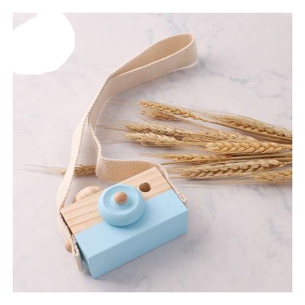1pc houten modecamera - montessori-speelgoed voor kinderen - blauwe camera [blauwe camera]