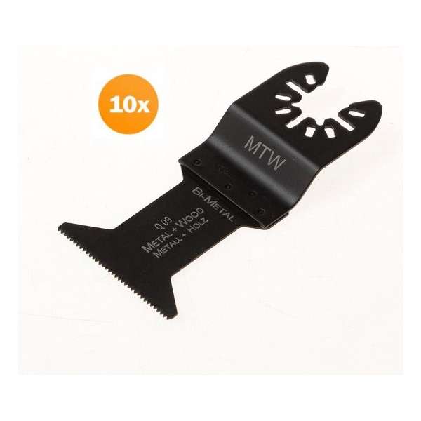 Zaagblad BIM 42x45mm voor onder andere hout en metaal, type Q09, met universele aansluiting, per 10 stuks Zaagblad BIM 42x45mm voor onder andere hout en metaal, type Q09, met universele aansluiting, per 10 stuks