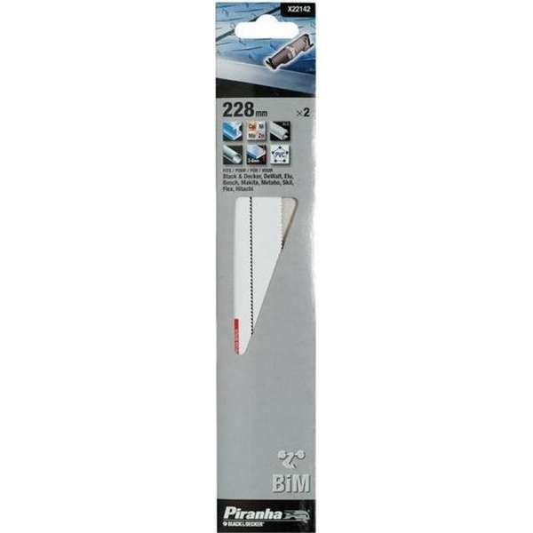 Piranha Reciprozaagblad Metaal, flexibel, recht, "HI TECH" kwaliteit voor 3-8mm, 1,8mm tandsteek -2 stuks-, 228mm X22142 Piranha Reciprozaagblad Metaal, flexibel, recht, "HI TECH" kwaliteit voor 3-8mm, 1,8mm tandsteek -2 stuks-, 228mm X22142