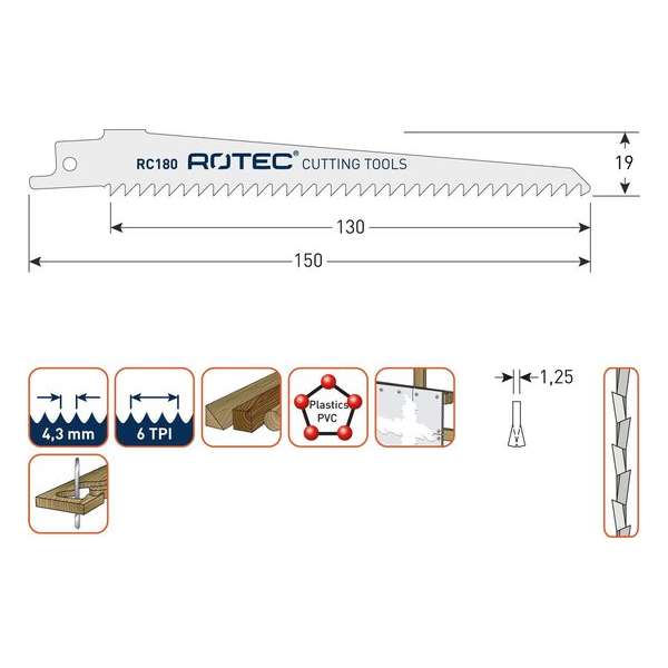 Reciprozaagblad RC180 / S644D set 5 stuks Reciprozaagblad RC180 / S644D set 5 stuks