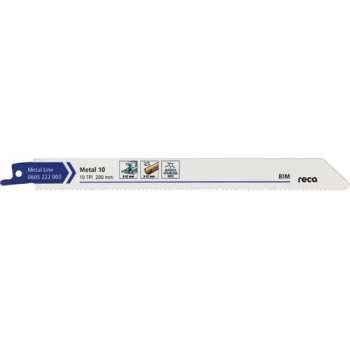 Reca Reciprozaagblad metaal Metal 10 200 mm  BiM Staal en RVS van 3,0 tot 12 mm en non-ferro metalen (25 stuks)