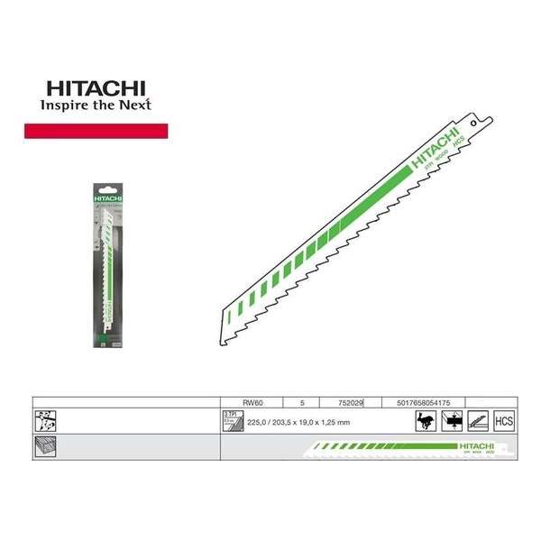HiKOKI 752029 RW60 Reciprozaagblad - 225 x 3TPI - Hout (5st) HiKOKI 752029 RW60 Reciprozaagblad - 225 x 3TPI - Hout (5st)