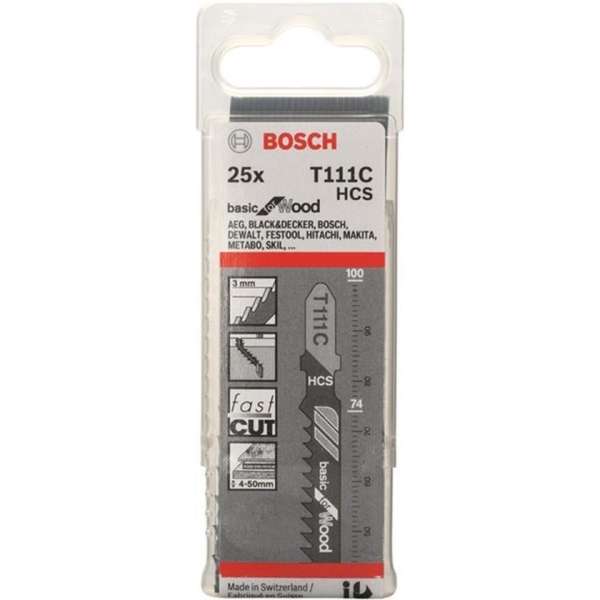 Bosch - Decoupeerzaagblad T 111 C Basic for Wood - 25 stuks Bosch - Decoupeerzaagblad T 111 C Basic for Wood - 25 stuks