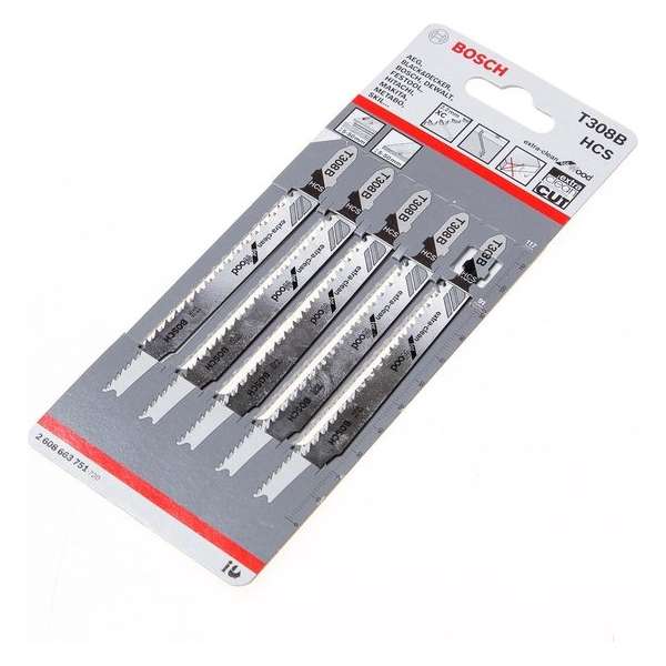 Bosch Decoupeerzaagblad Extra Clean for Wood T 308 B blister van 5 zaagjes Bosch Decoupeerzaagblad Extra Clean for Wood T 308 B blister van 5 zaagjes