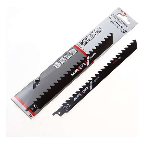 Bosch Reciprozaagblad fiber and plaster S 1141 HM 225mm blister van 2 bladen Bosch Reciprozaagblad fiber and plaster S 1141 HM 225mm blister van 2 bladen
