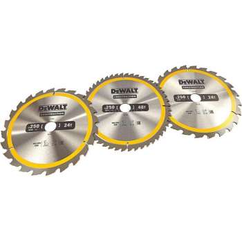 DeWALT DT1963-QZ 3 Delige Cirkelzaagbladen Set 250x30mm 2x24Tands 1x48Tands