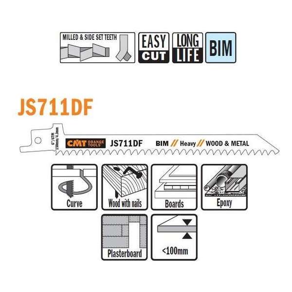 Bi-metaal reciprozaagblad 150/130 x 12 mm. 6tpi (5 stuks) Bi-metaal reciprozaagblad 150/130 x 12 mm. 6tpi (5 stuks)