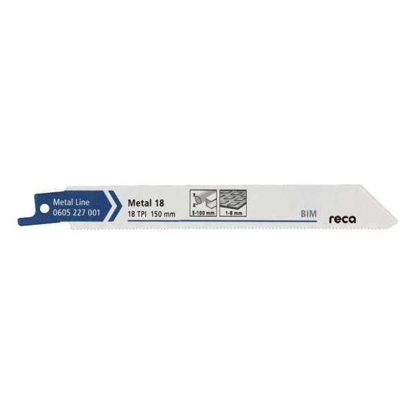 Reca Reciprozaagblad metaal Metal 18 150 mm BiM Dunne platen (1,5-4 mm), buizen / profielen (10 stuks) Reca Reciprozaagblad metaal Metal 18 150 mm BiM Dunne platen (1,5-4 mm), buizen / profielen (10 stuks)