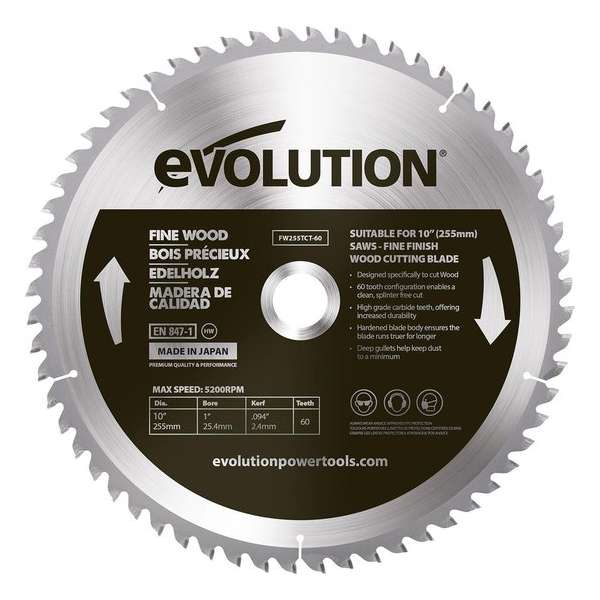 EVOLUTION STEEL - ZAAGBLAD FIJN HOUT - DIA 255 MM - 60 T